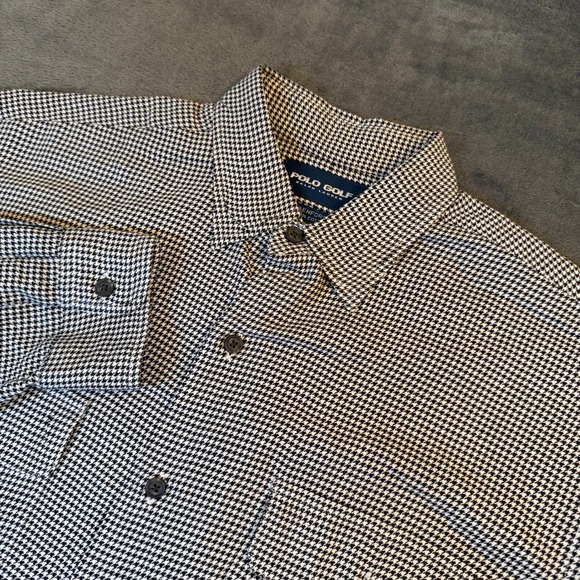 Polo Golf Ralph Lauren Other - Polo Golf Ralph Lauren Benford Shirt Mens Medium Black White Houndstooth Vintage